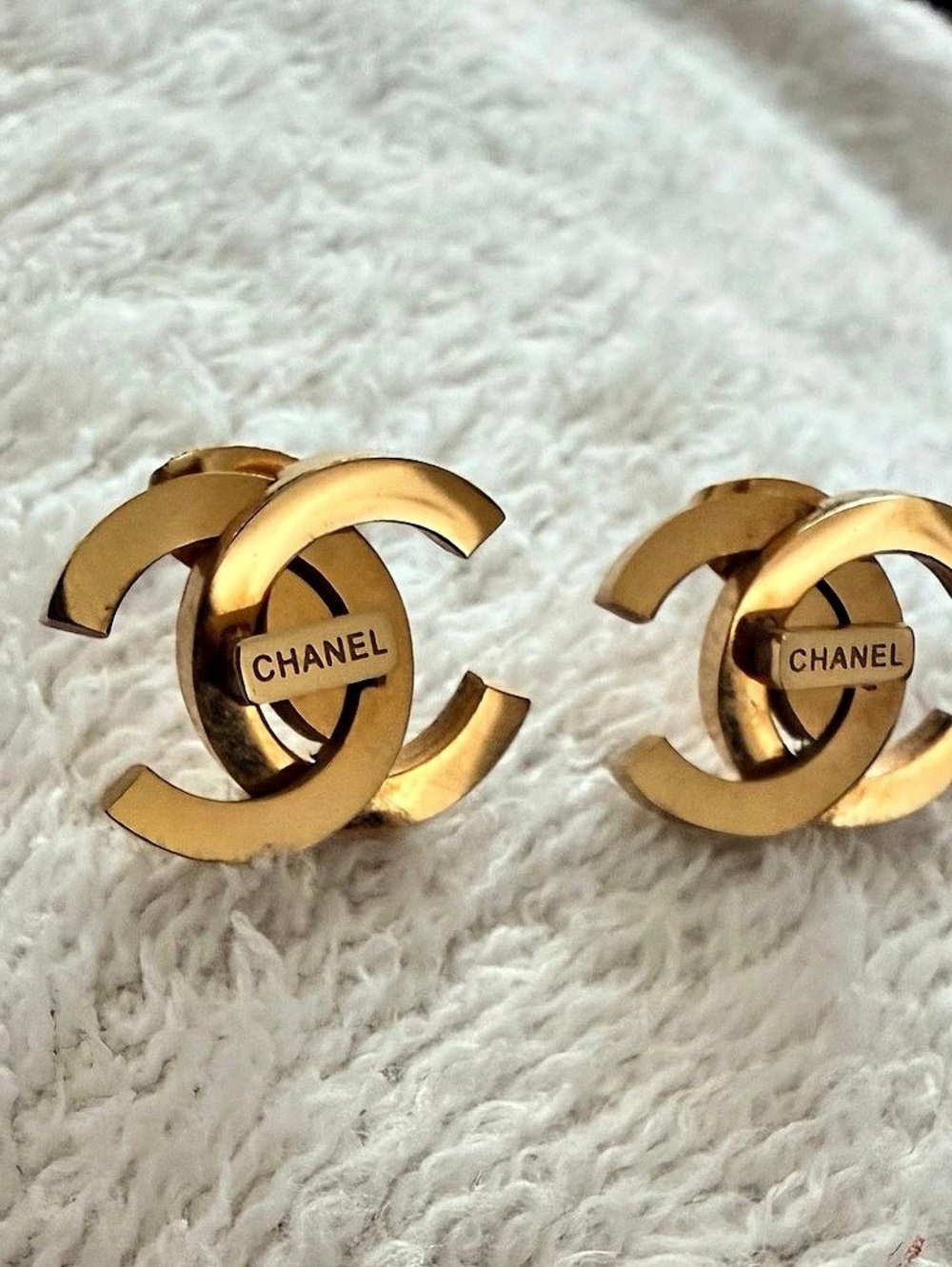 Chanel CC Logo Gold-Tone Stud Earrings
